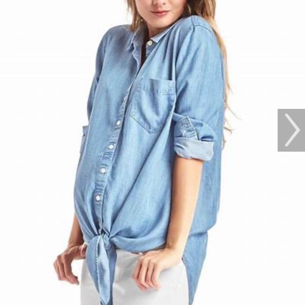 GAP Maternity Denim Blue tie front Shirt